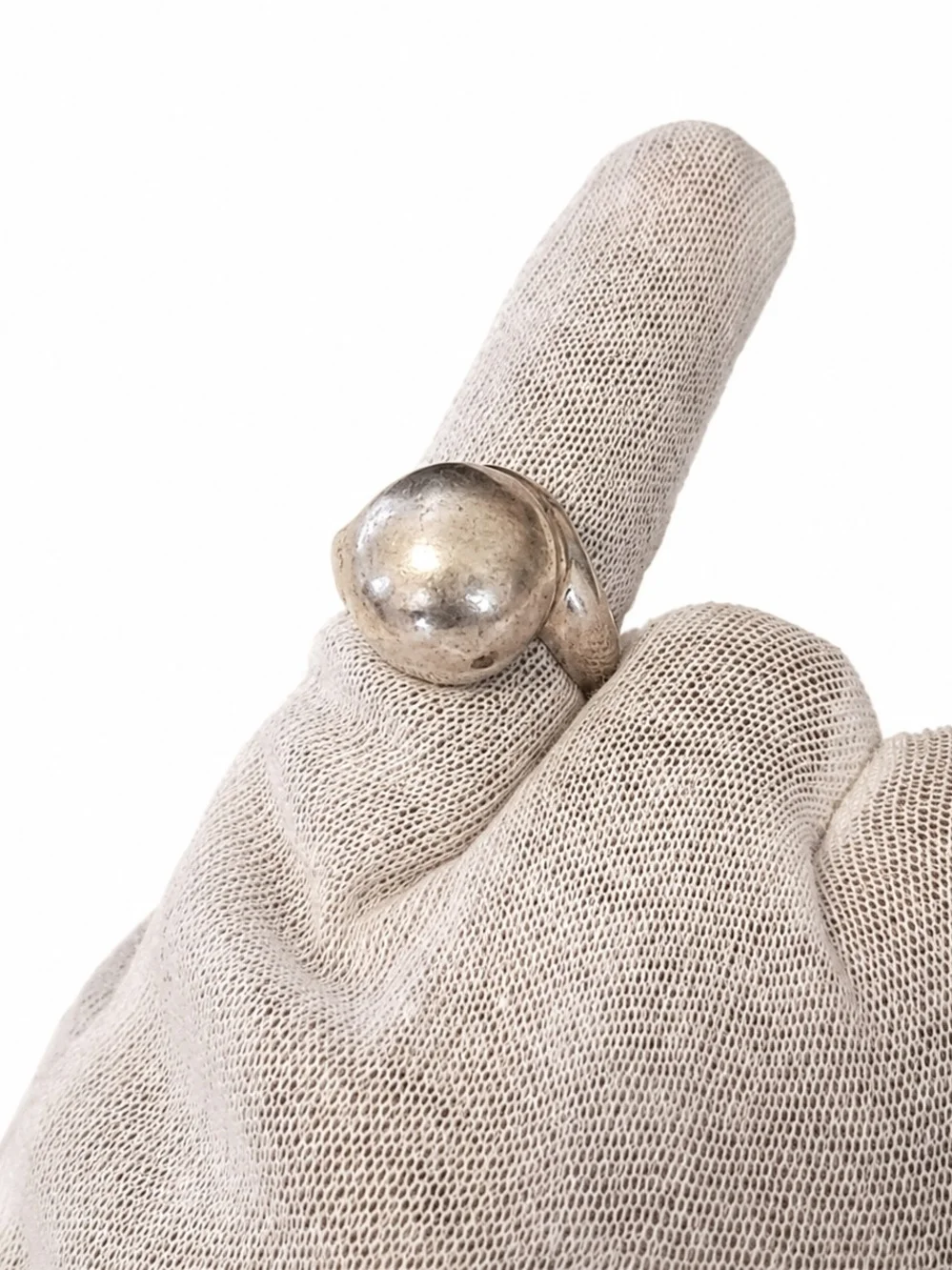 Sterling Silver Sculpted Dome Ring - Silver